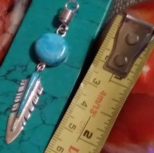 KINGMAN TURQUOISE. FEATHER/INLAY STERLING/U CHOOSE STERLING CHAIN LENGTH. 18-30"